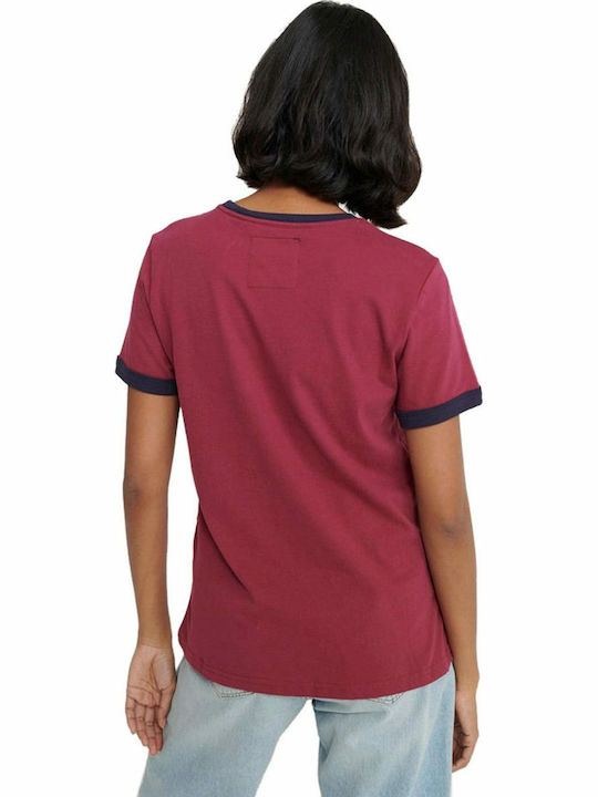 Superdry Vintage Crest Entry Femeie Tricou Burgundy