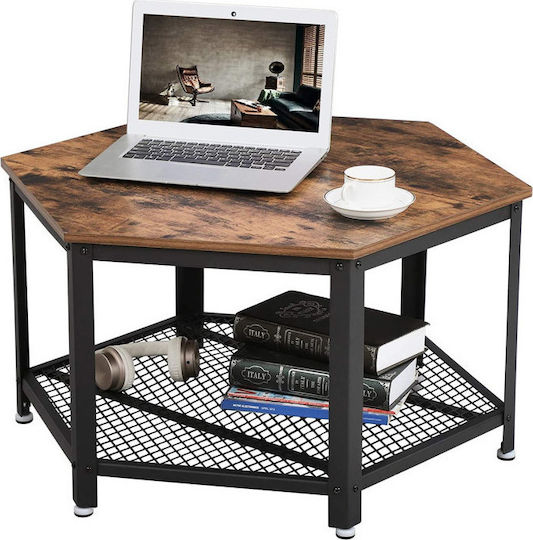 Round Central Coffee Table Wooden Brown M75xP75xH45cm