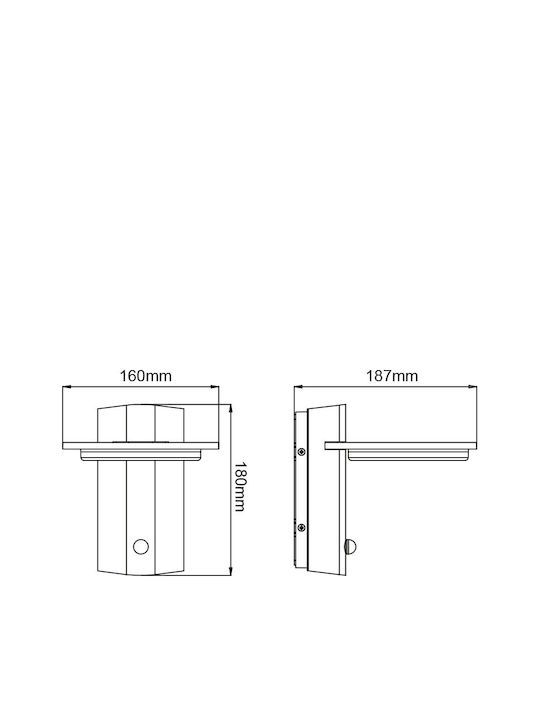 Aca Valle Wandmontierte Außen-Deckenleuchte LED IP54 7W mit Warmweiß Licht 16x18.7x18εκ.
