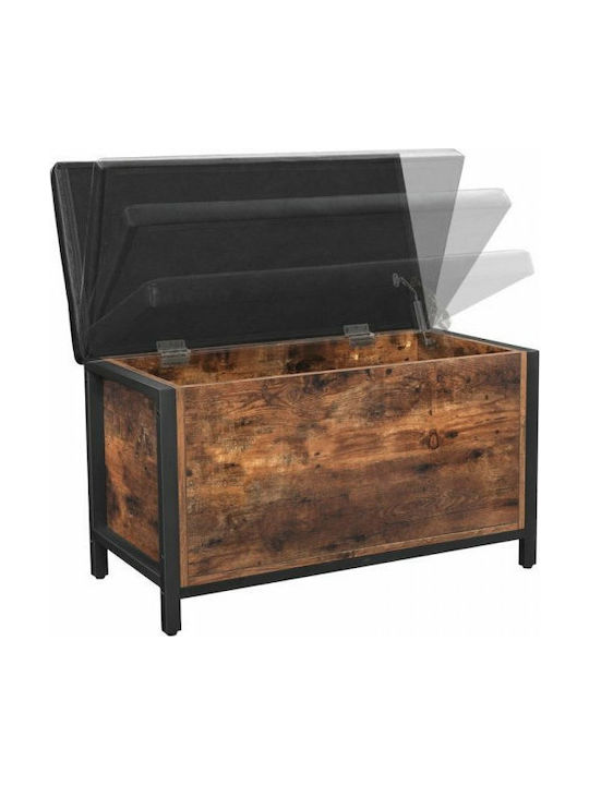 Stool Bench Stool With Storage Space Wooden Black 80x40x50cm