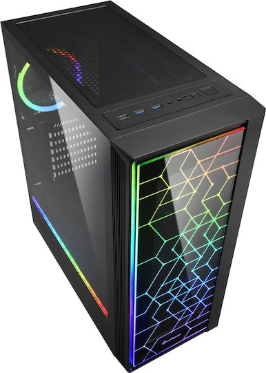 Sharkoon RGB-Beleuchtung 100 Gaming Midi-Turm Computergehäuse mit Seitenfenster Schwarz