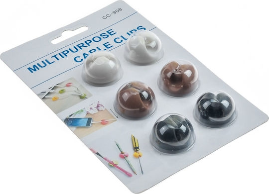 CC-908 Cable Clips 6pcs Brown/Black/White