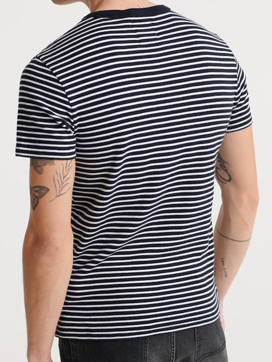 Superdry Edit Pima Ανδρικό T-shirt Navy / White με Ρίγες