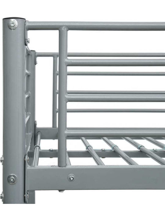 Kids Bed Bunk Single Gray for Mattress 90x200cm