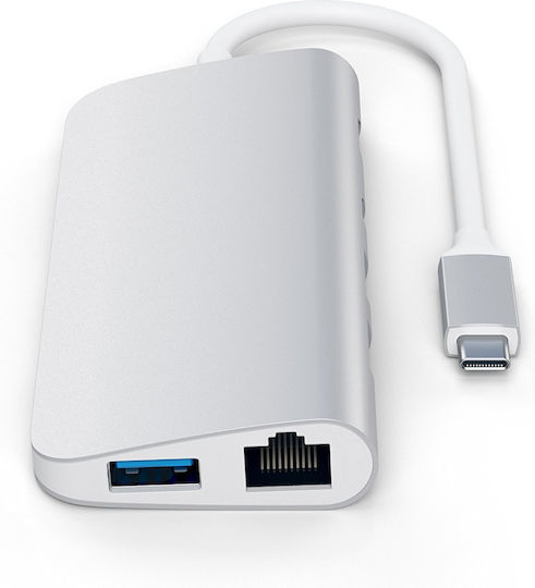 Satechi USB-C Docking Station with HDMI 4K PD Ethernet Silver (ST-TCMM8PAS)