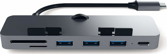 Satechi USB 3.0 4 Port Hub with USB-C Connection and External Power Supply Gray