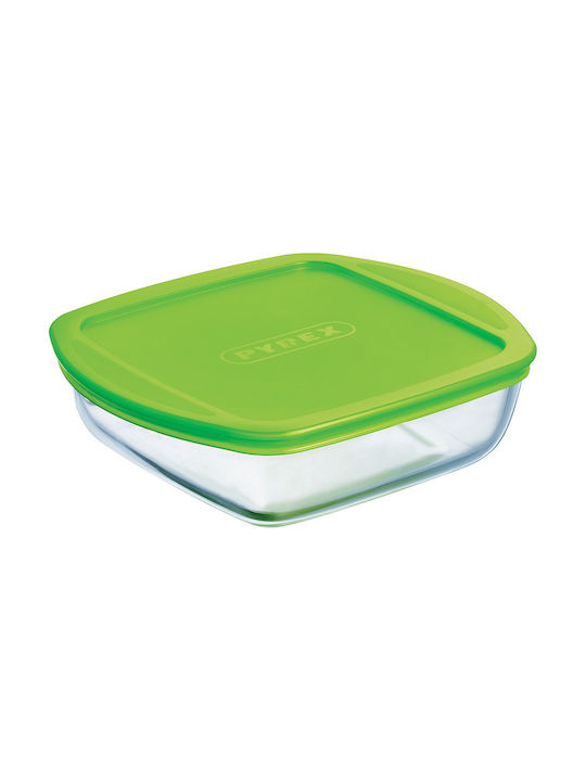 Pyrex Microwave Glass Lunch Box Cook & Store Green 2300ml