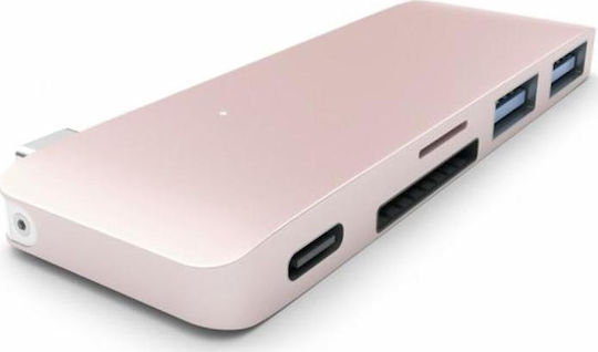 Satechi Type-C USB 3.0 3in1 Combo Hub USB-C Docking Station με Ροζ Χρυσό