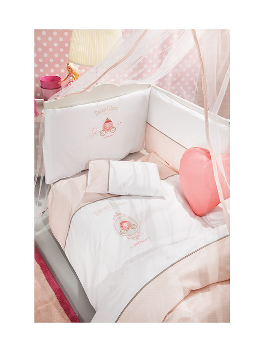 Saint Clair Corona Baby Sheets Set Crib Cotton Pink 110x170cm 3pcs 1710030215011