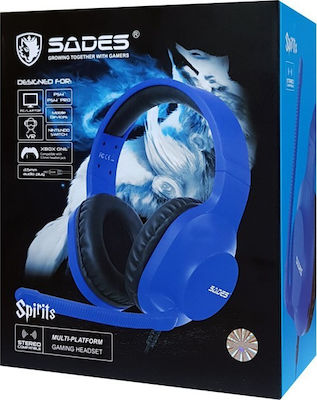 Sades Spirits Über Ohr Gaming-Headset mit Verbindung 2x3,5mm Blau