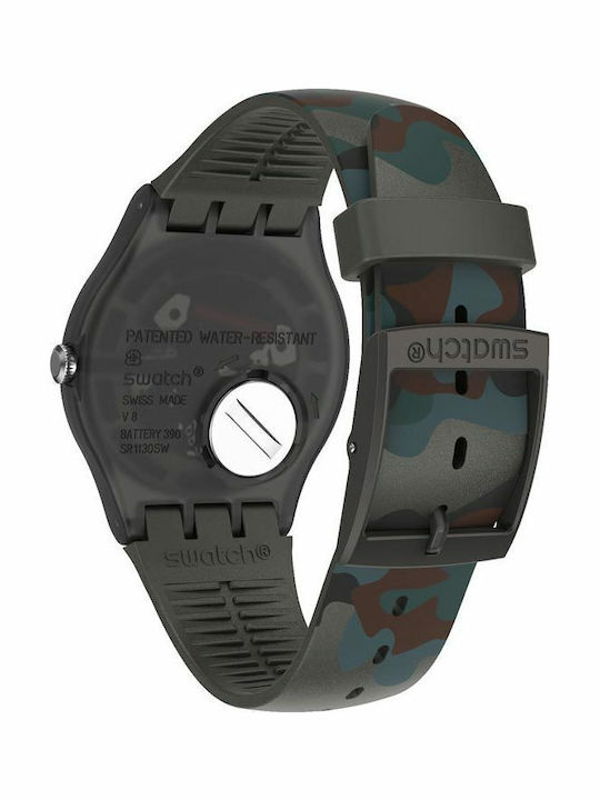 Swatch Camoucity Γυναικείο Ρολόι 41mm Μπαταρίας με Καουτσούκ Λουράκι