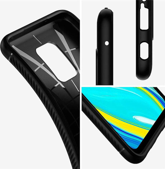 Spigen Rugged Armor Back Cover Σιλικόνης Μαύρο (Redmi Note 9S / 9 Pro / 9 Pro Max)