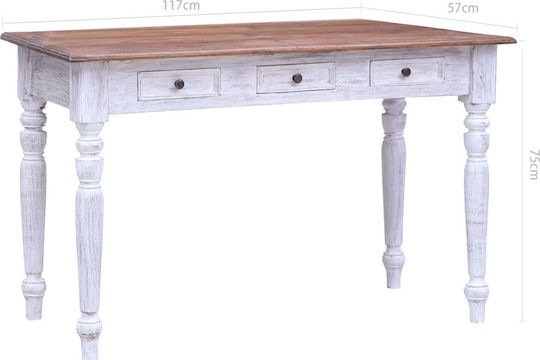 Γραφείο από Μασίφ Ξύλο Καφέ 117x57x75εκ.