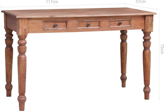 Schreibtisch aus Massivholz Braun 117x57x75cm