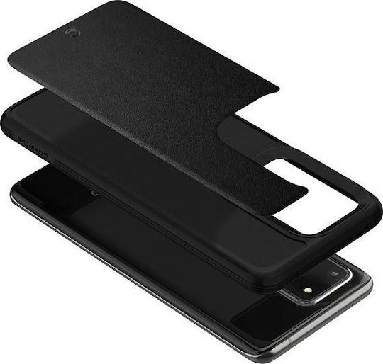 Spigen Ciel Leather Brick Задна корица Кожа 2мм Черен (Galaxy S20 Ultra)