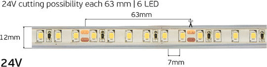 VK Lighting Waterproof LED Strip 24V Warm White Light 5m Type SMD3528