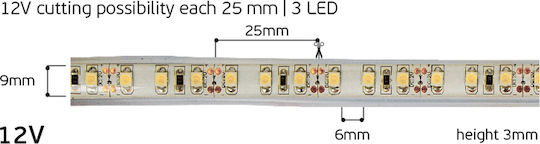 VK Lighting Waterproof LED Strip 12V Warm White Light 5m Type SMD3528