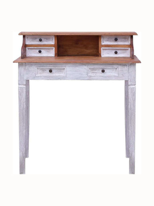 Sekretärin-Schreibtisch aus Massivholz White / Natural 90x50x101cm
