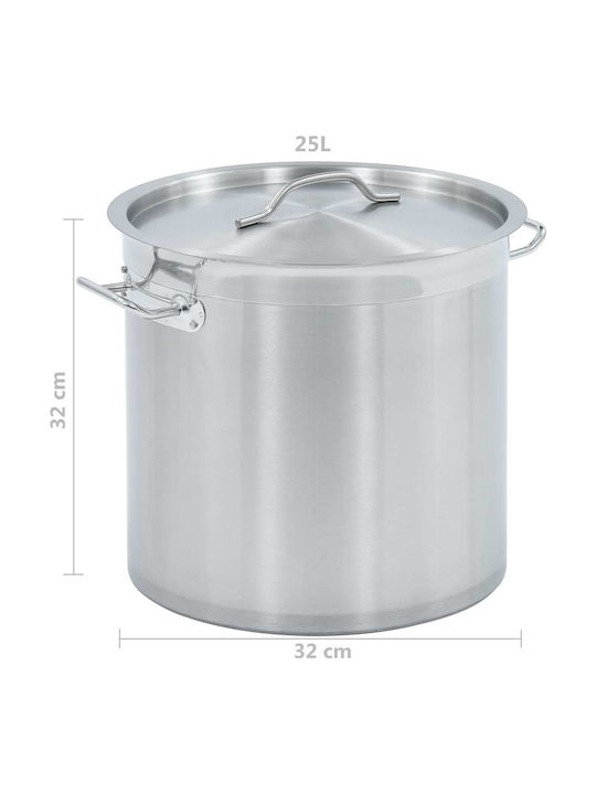 vidaXL Stainless Steel Marmite Pot 25lt / 32cm