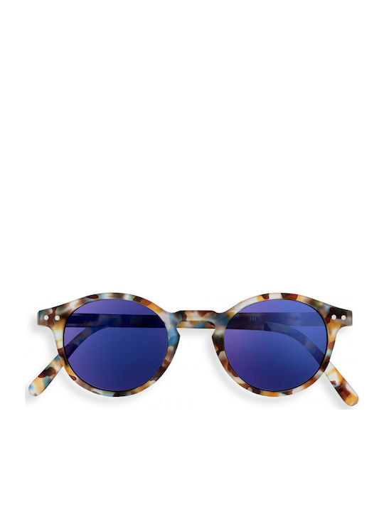 Izipizi H Men's Sunglasses with Multicolour Tartaruga Acetate Frame and Blue Mirrored Lenses