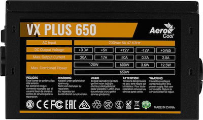 Aerocool VX Plus 650W Black Computer Power Supply Full Wired