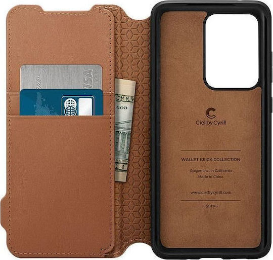 Spigen Ciel Brick Портмоне Изкуствена кожа Кафяв (Galaxy S20 Ultra)