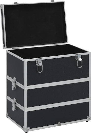 vidaXL Metallic Cosmetic Case Black H40xW37xD24cm