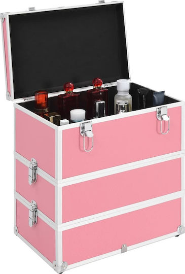 vidaXL Metallic Cosmetic Case Pink H40xW37xD24cm