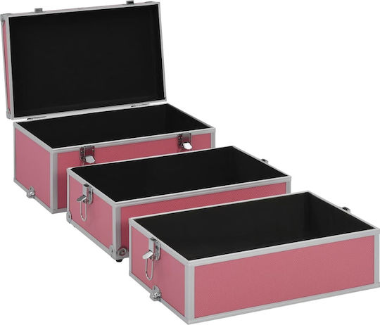 vidaXL Metallic Cosmetic Case Pink H40xW37xD24cm