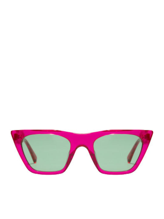 Hawkers Hypnose Women's Sunglasses with Pink Acetate Frame and Green Lenses