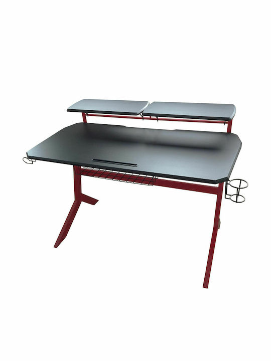Gaming Office Wooden Black Red with Metal Legs 130x70x92.5cm