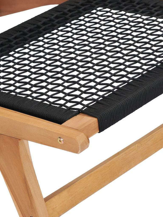 Σεζλόνγκ Ξύλινη με Μαύρο Ύφασμα 89.5x60x65cm