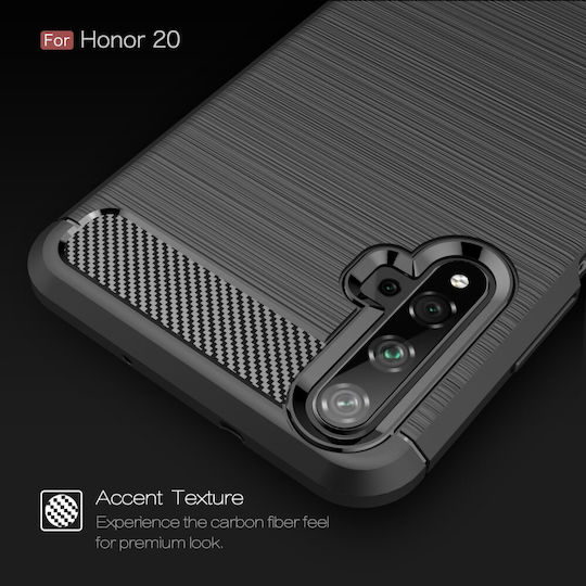 Brushed Carbon Back Cover Σιλικόνης Μαύρο (Huawei Nova 5T / Honor 20 / Honor 20)