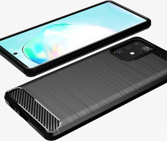 Hurtel Carbon Fiber Brushed Back Cover Σιλικόνης Μαύρο (Galaxy S10 Lite)