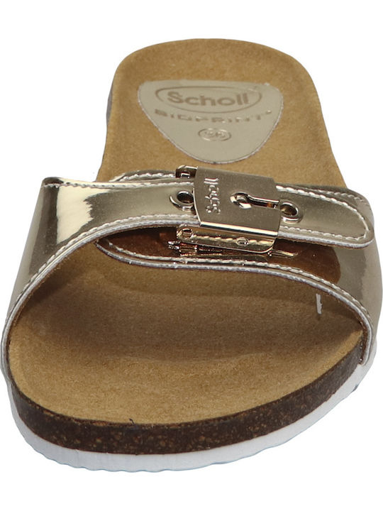 Bahamais Leather Women's Flat Sandals Anatomic in Gold Color