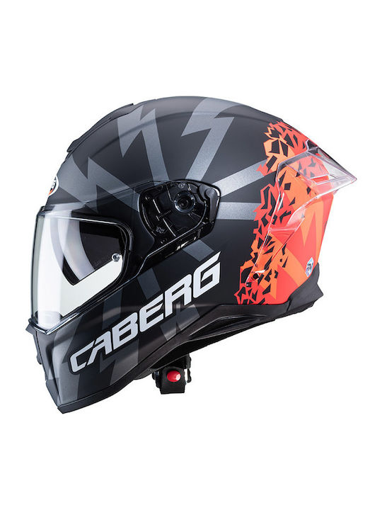 Caberg Drift Evo Storm Matt Black/Red Fluo/Orange Fluo Κράνος Μηχανής Full Face 1350gr με Pinlock και Sunvisor