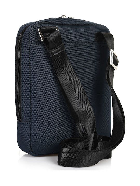 Aeronautica Militare Fabric Shoulder / Crossbody Bag AM-320 with Zipper, Internal Compartments & Adjustable Strap Navy Blue 19x4x23cm