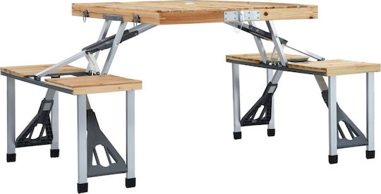 vidaXL Steel Folding Picnic Bench in Case 85.5x72.5x67cm Brown 3 Pieces