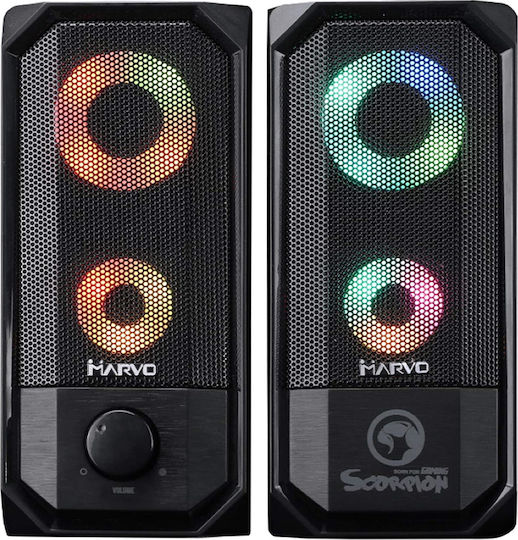 Marvo Scorpion SG-265 Ηχεία Υπολογιστή 2.0 με RGB Φωτισμό και Ισχύ 6W σε Μαύρο Χρώμα