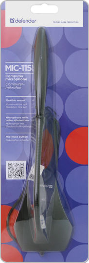 Defender MIC-115 Microfon 3.5mm Gooseneck Negru, Cablu 1.7m