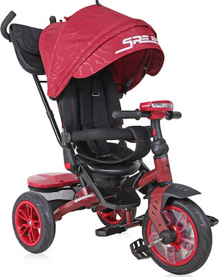 Lorelli Speedy Kids Tricycle Convertible With Air Wheels, Sunshade, Push Handle & Storage Basket for 1-3 Years Red