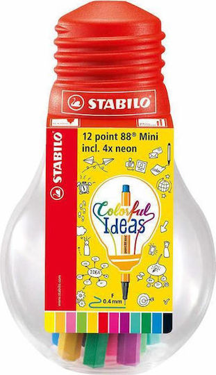 Stabilo Point 88 Mini Μαρκαδόροι Σχεδίου 0.4mm Σετ 12 χρώματα