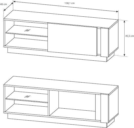 TV Stand Wooden Artisan / Graphite L138.1xW40xH45.5cm
