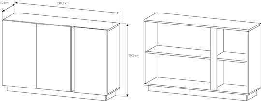 Sideboard Holz Weiß 138.2x40x90.5cm