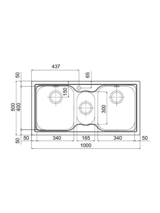 Apell Venezia 8312 Drop-In Мивка Inox Сатен Ш100xД50см сребърен