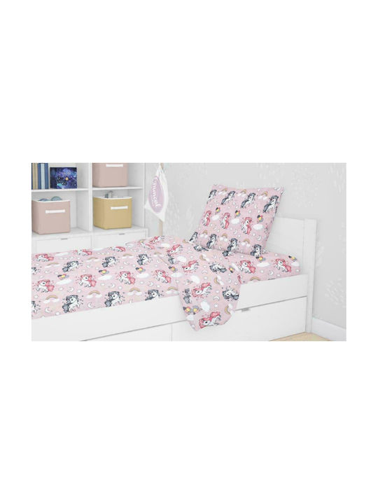 Dimcol Unicorn Cearșaf pentru bebeluși Pentru Cradle Bumbac 107 Lila 80x110buc 1914413706410774