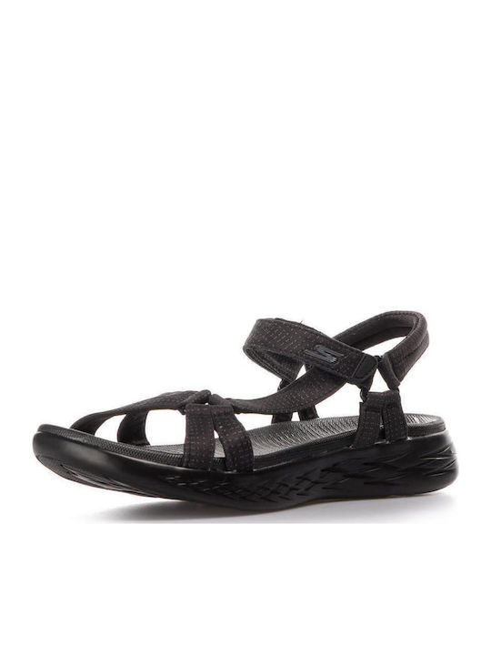 Heathered River Strap Flache Sandalen für Damen Sportlich in Schwarz Farbe