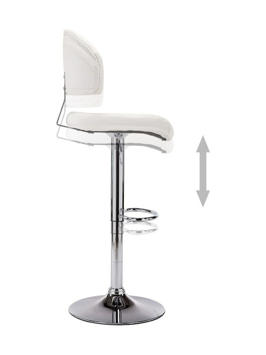 Stool Bar Collapsible with Back & Adjustable Height White 43x47x98cm