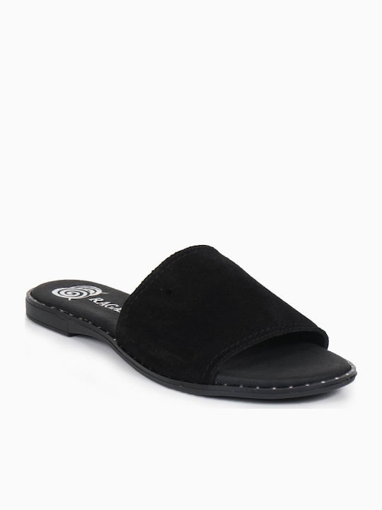 Ragazza Leather Women's Flat Sandals in Black Color