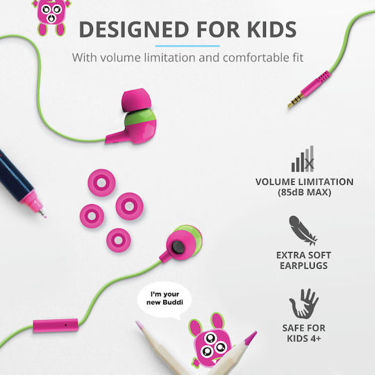 Buddi Kids Безжични Стерео с жак 3.5mm Розов